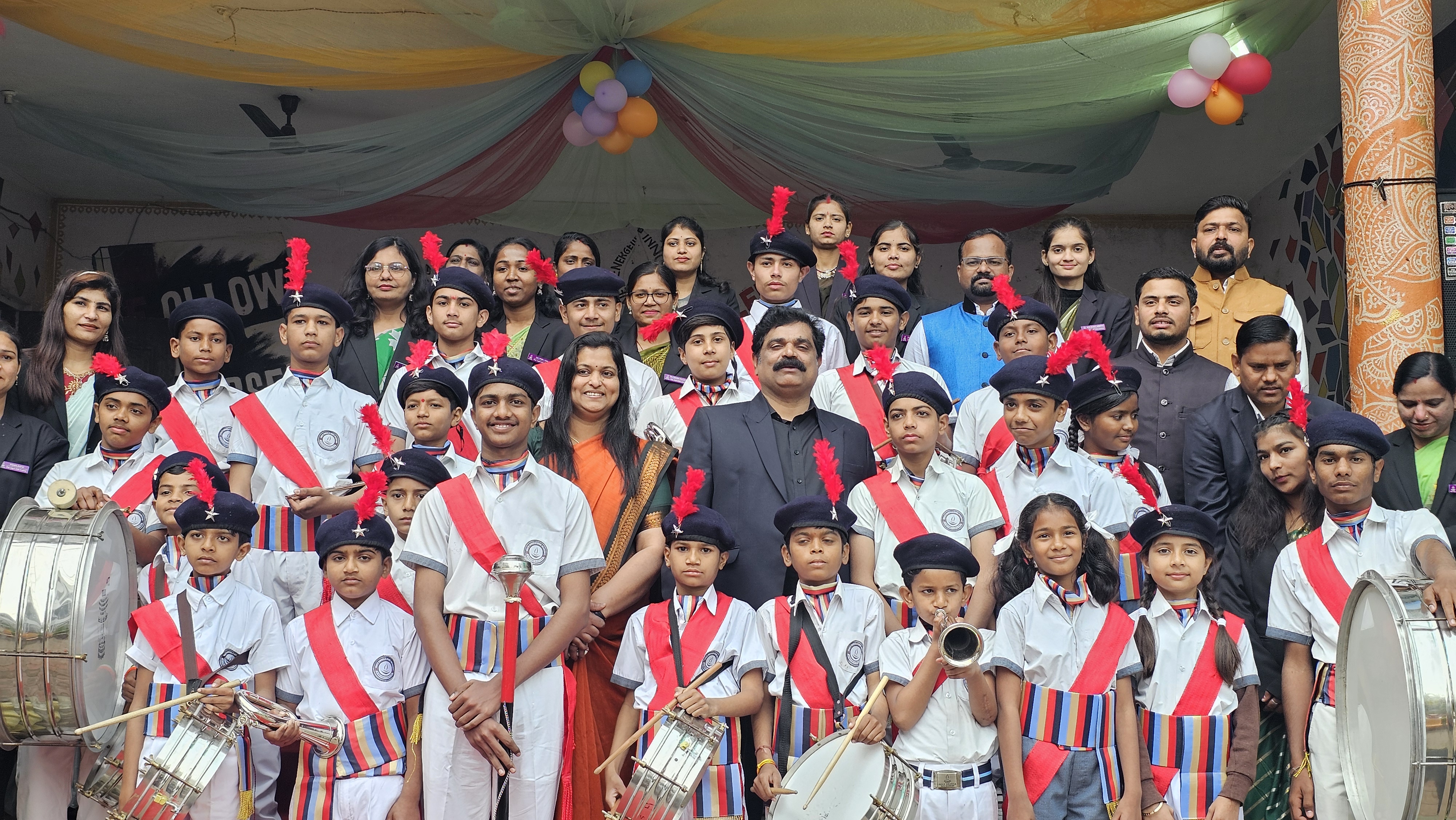 Students participating in a national celebration at school